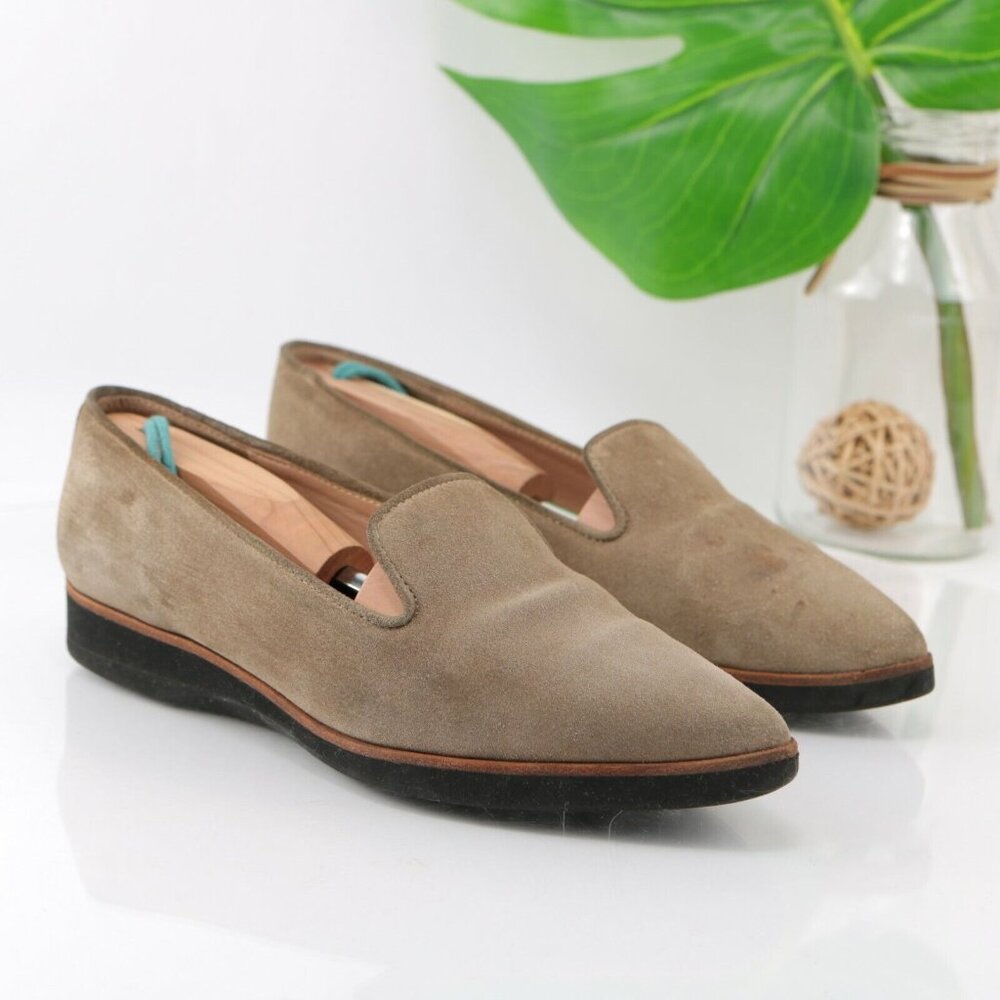Fabio Rusconi Womens Loafer Size 37 6 Pointed Beige Tan Suede Flat Shoe‎ Italy